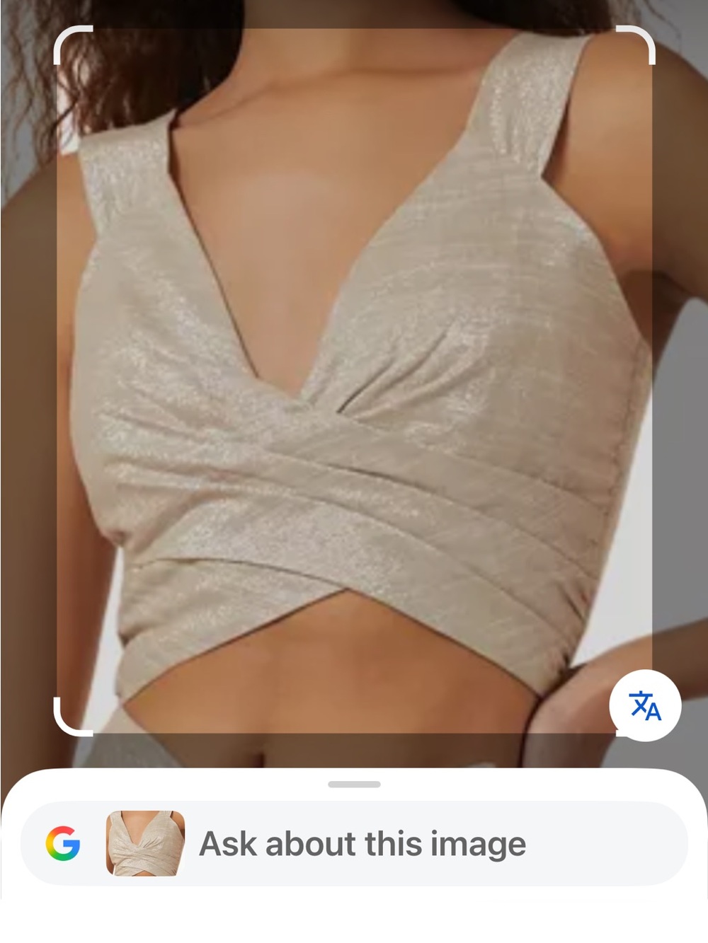 Shimmery Cream Wrap Crop Top - Women's Wrap Tank